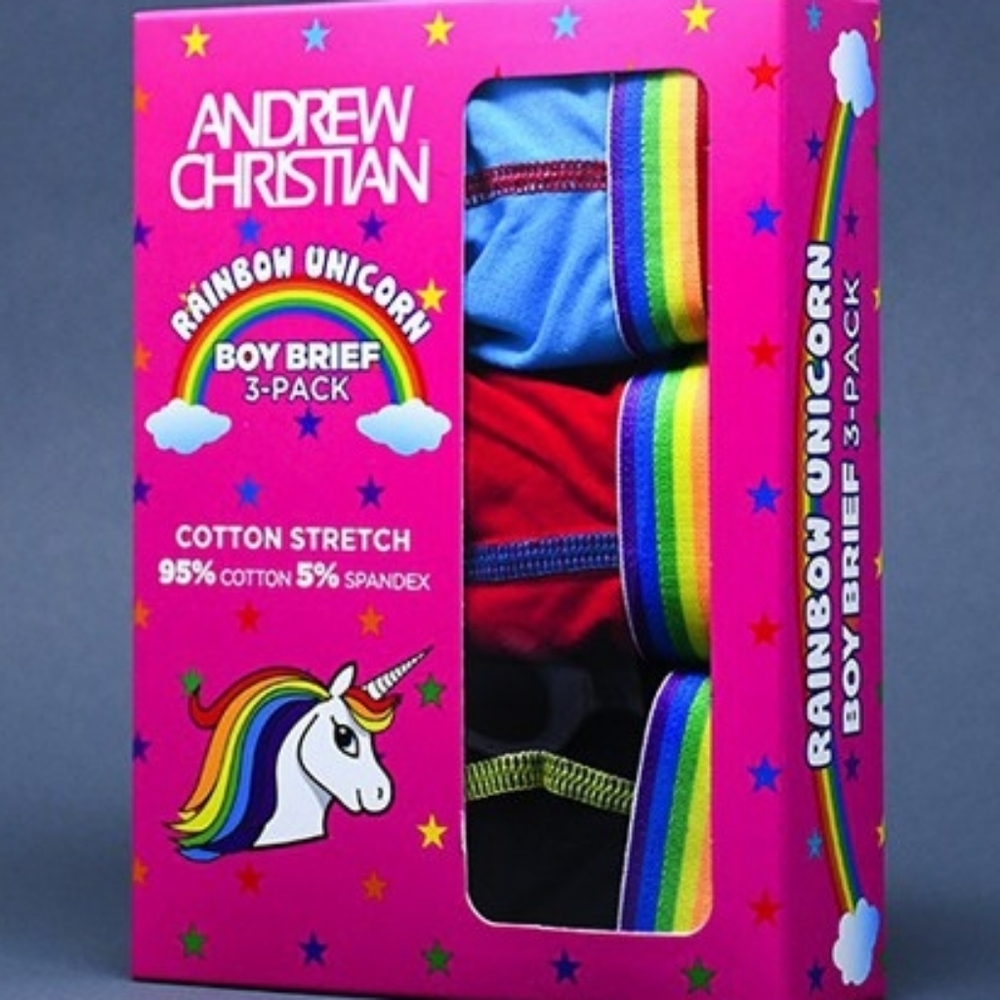 Andrew Christian Rainbow Unicorn Boy Brief 3-Pack NWT size s